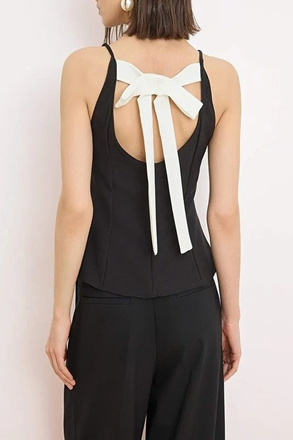 Back Bow Detail Peplum Woven Blouse