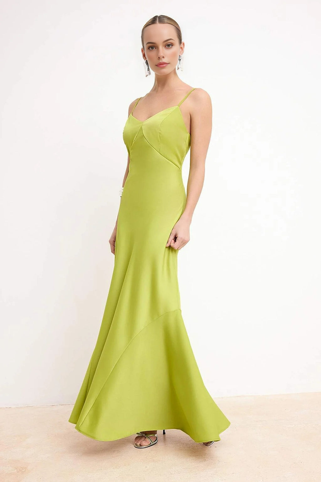 Satin Ruffled Midi Dress