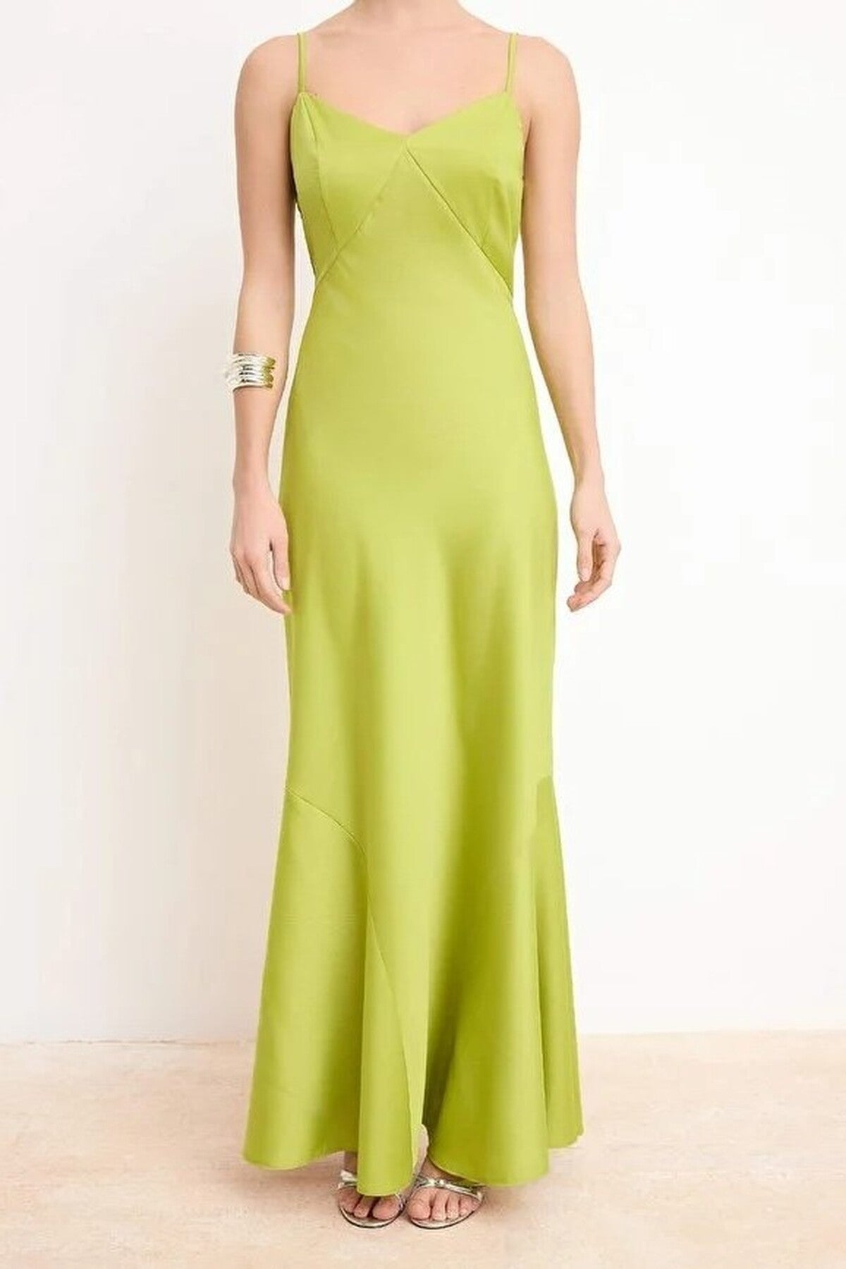 Satin Ruffled Midi Dress
