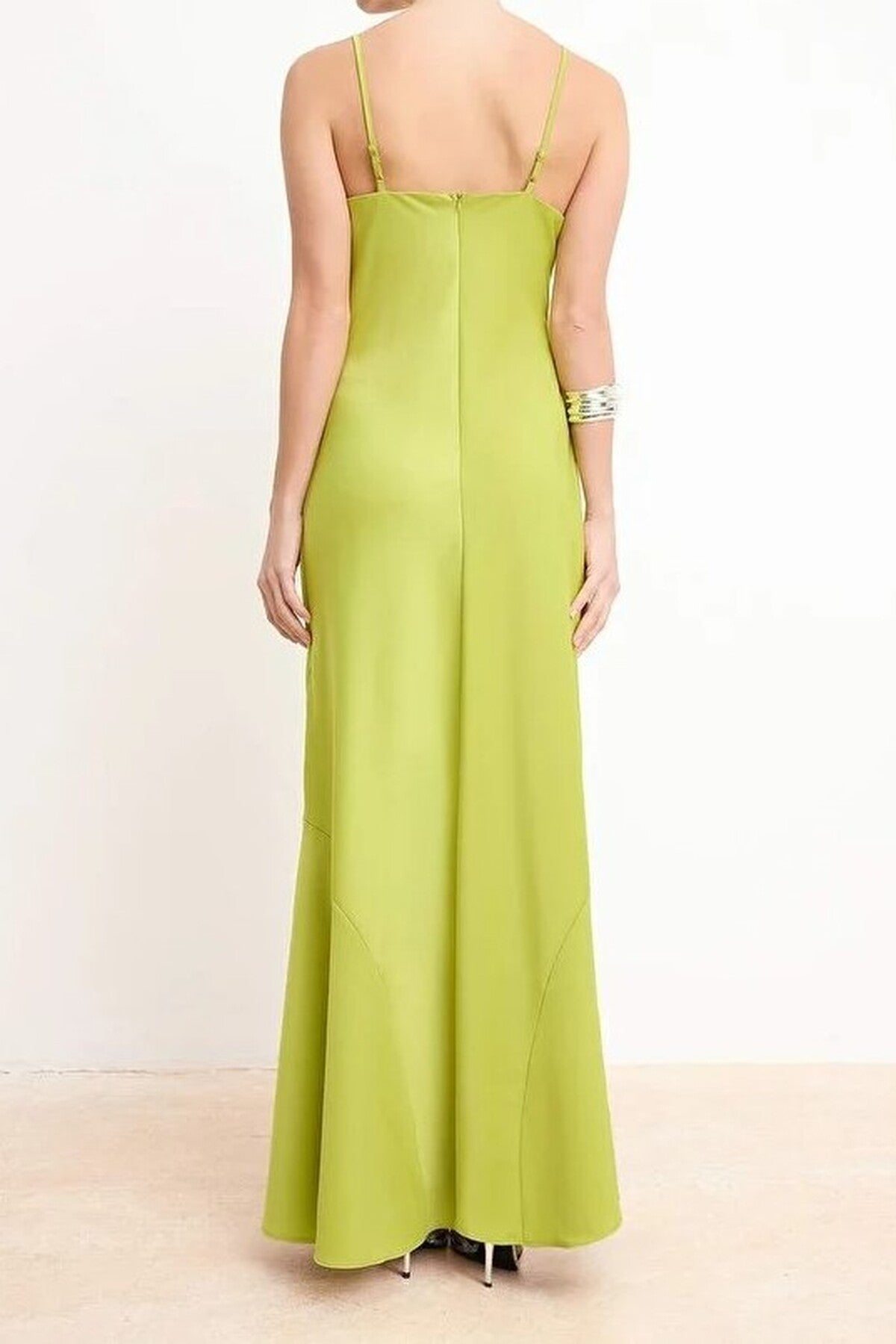 Satin Ruffled Midi Dress