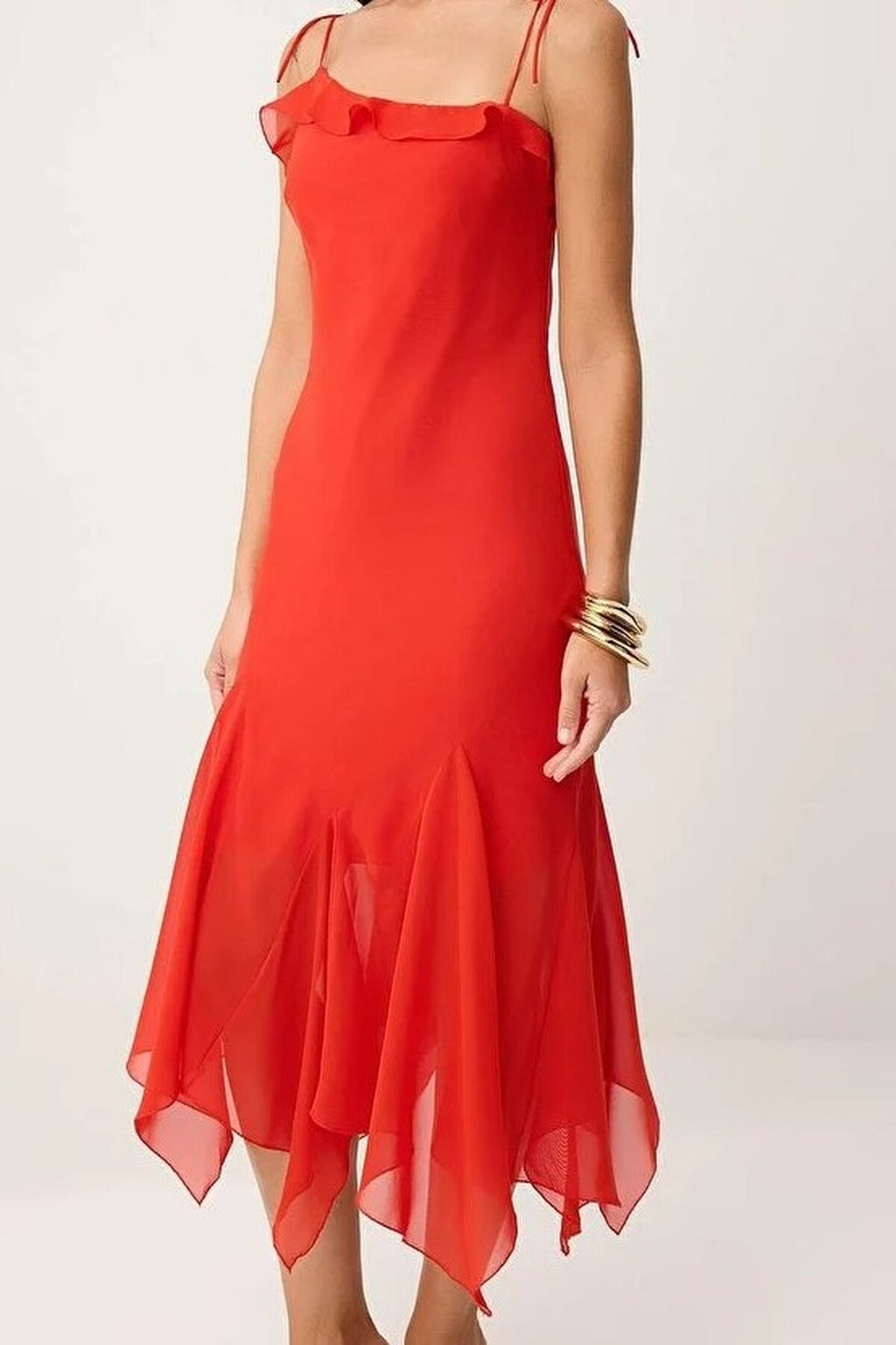 Abstract Pattern Chiffon Midi Lined Party Dress