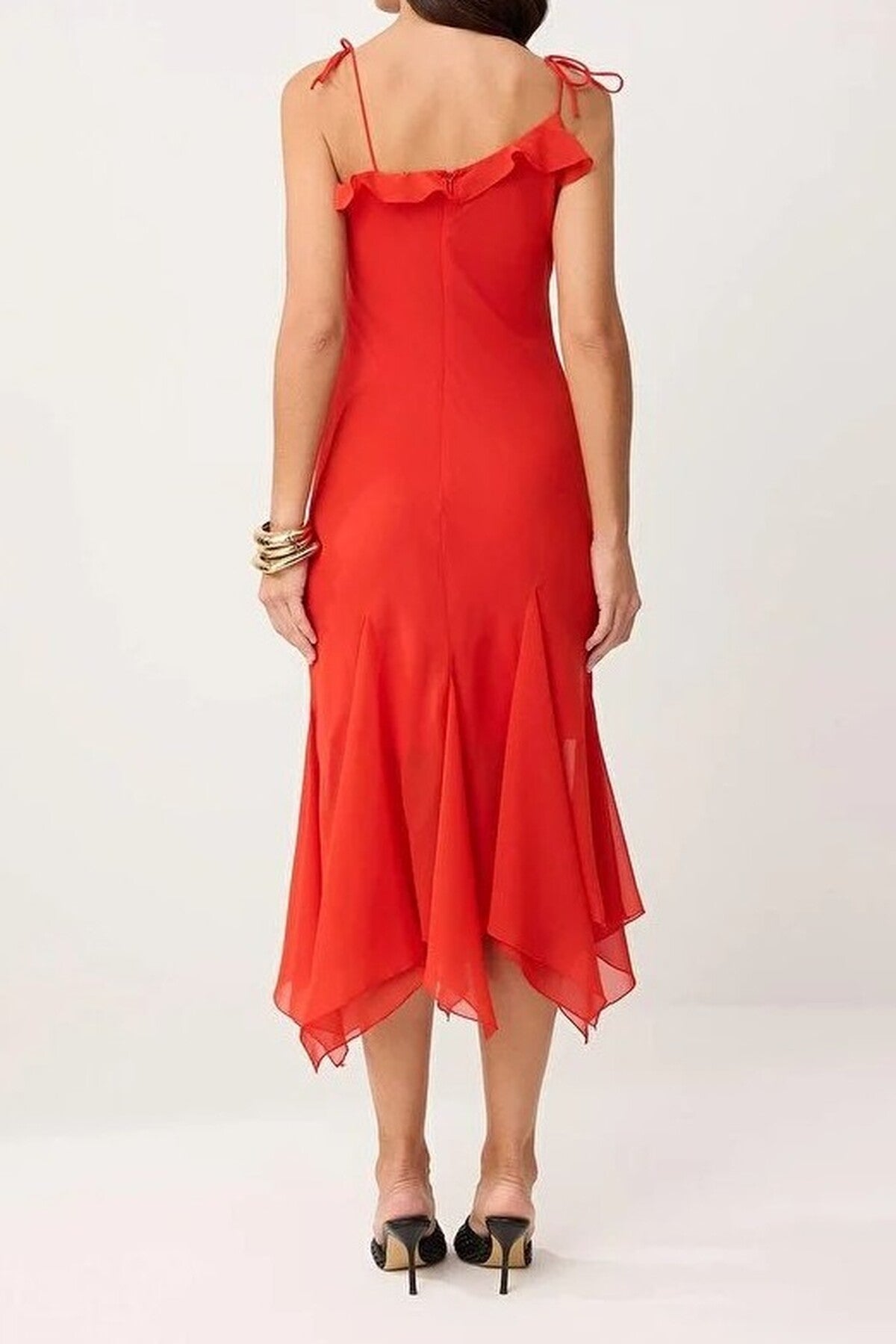 Abstract Pattern Chiffon Midi Lined Party Dress