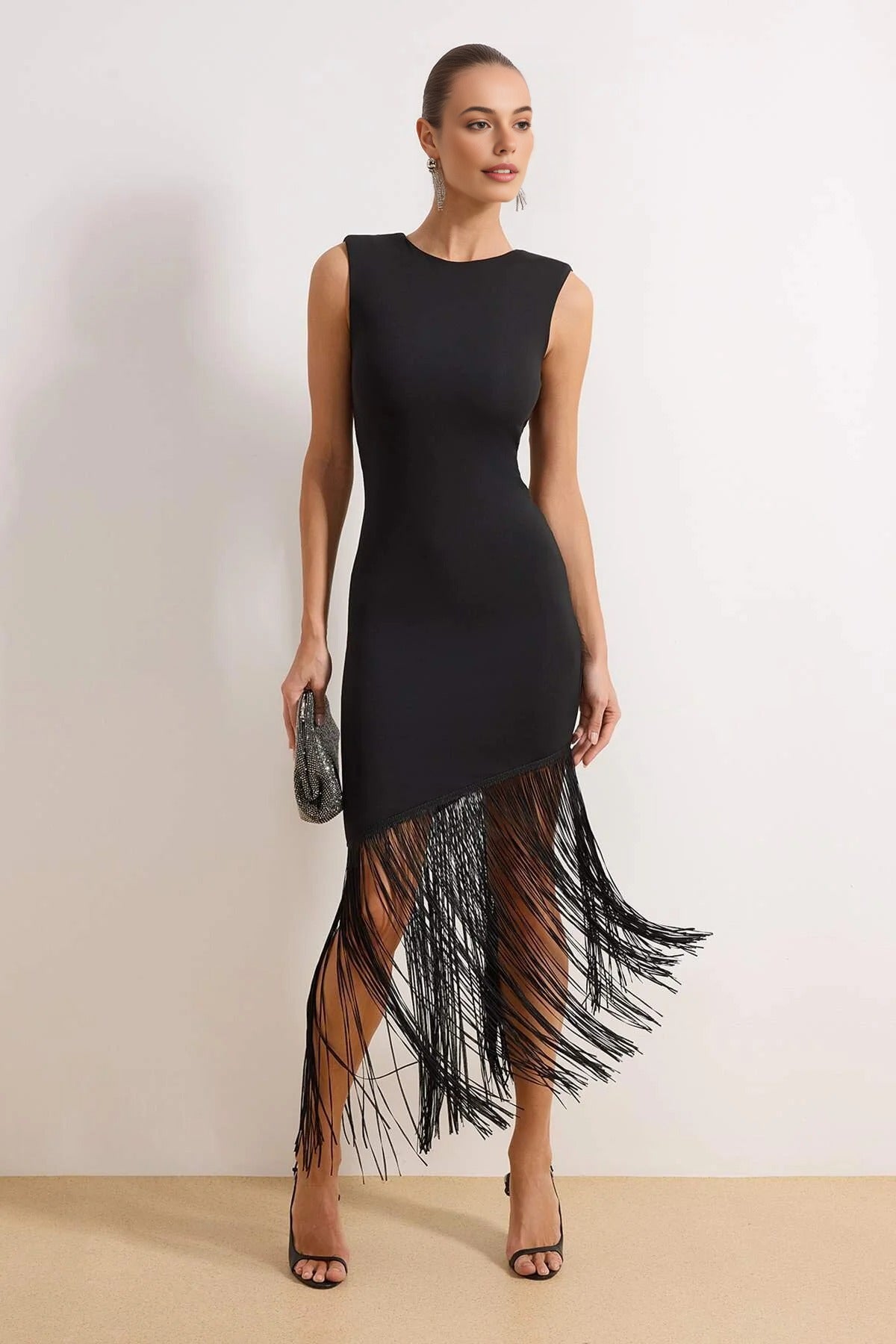 Tassel Detail Knitted Evening Dress