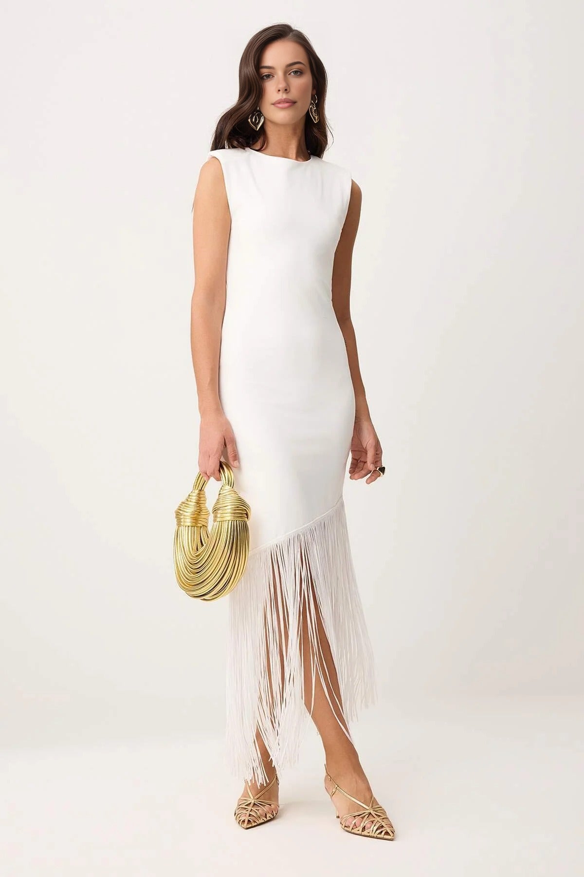 Tassel Detail Knitted Evening Dress