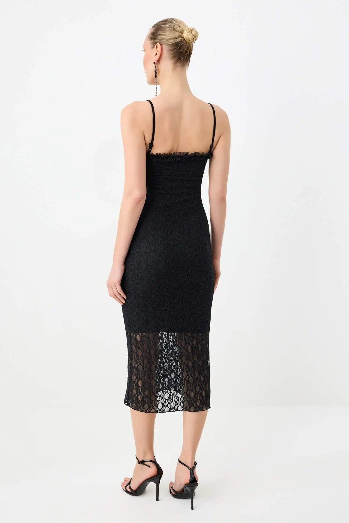 Lace Spaghetti Strap Midi Bodycon Party Dress