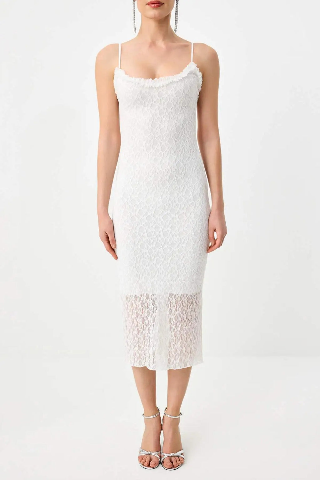 Lace Spaghetti Strap Midi Bodycon Party Dress