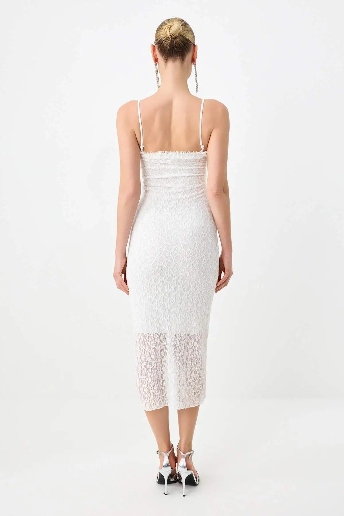 Lace Spaghetti Strap Midi Bodycon Party Dress