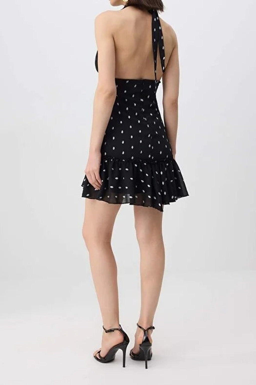Polka Dot Chiffon Lined Mini Elegant Dress