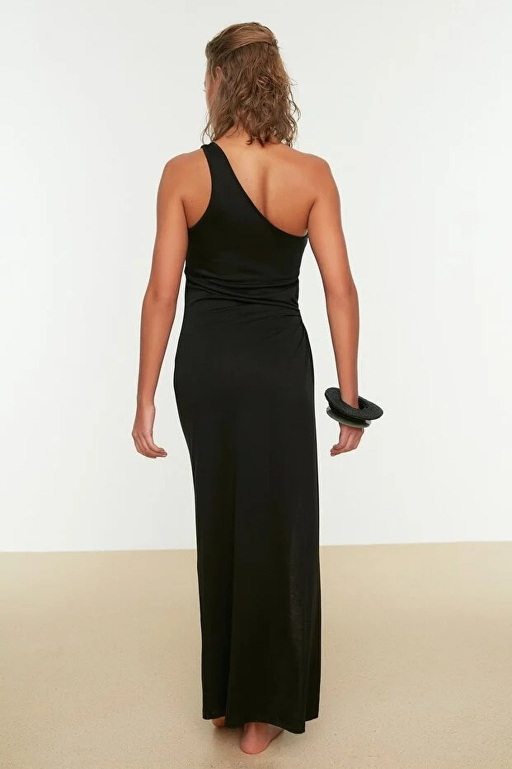 Knitted Slit One Shoulder Maxi Beach Dress