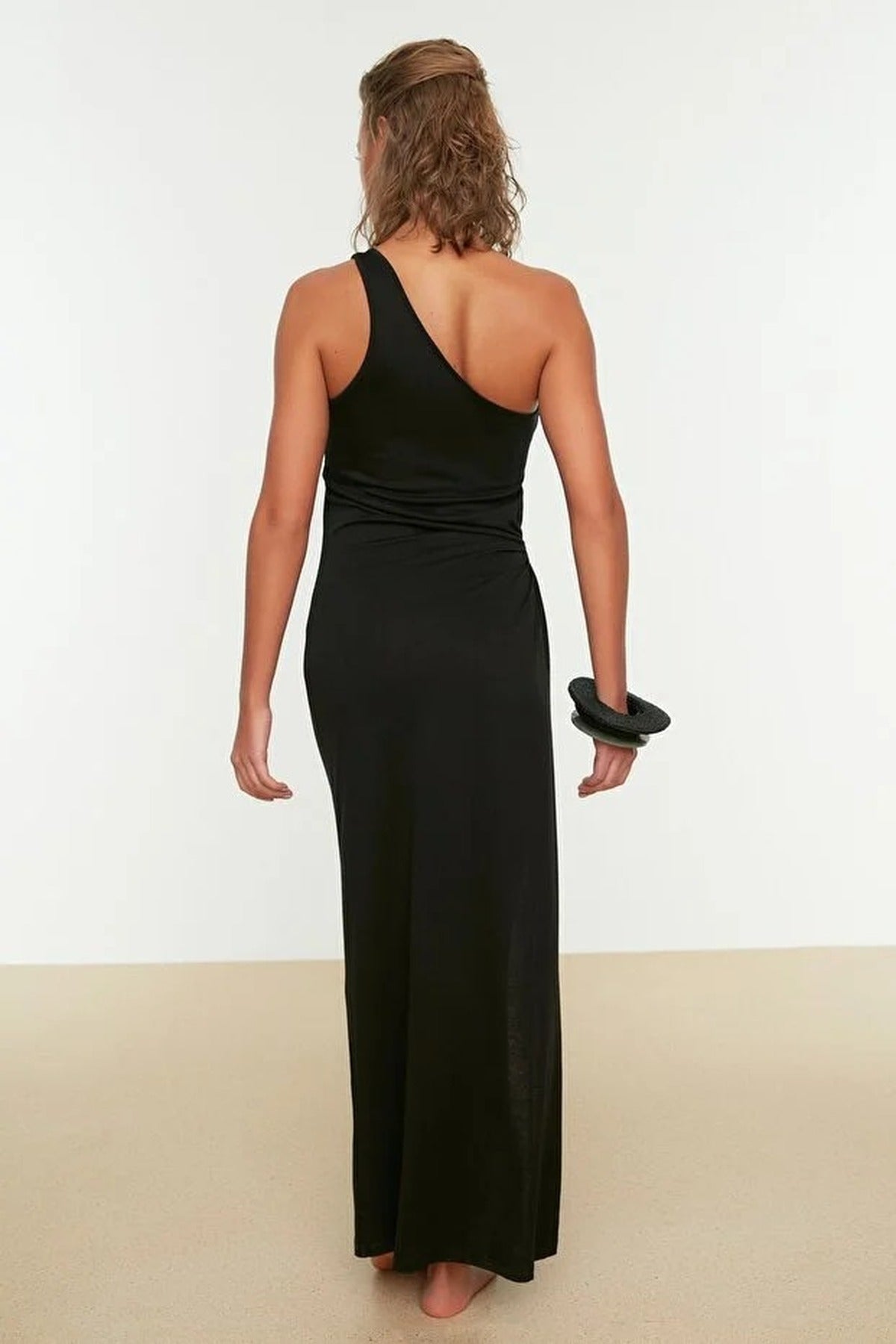 Knitted Slit One Shoulder Maxi Beach Dress