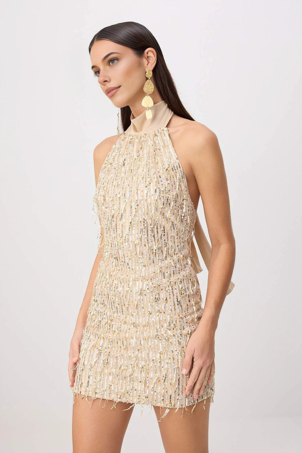 Sequin Halter Neck Bodycon Mini Dress