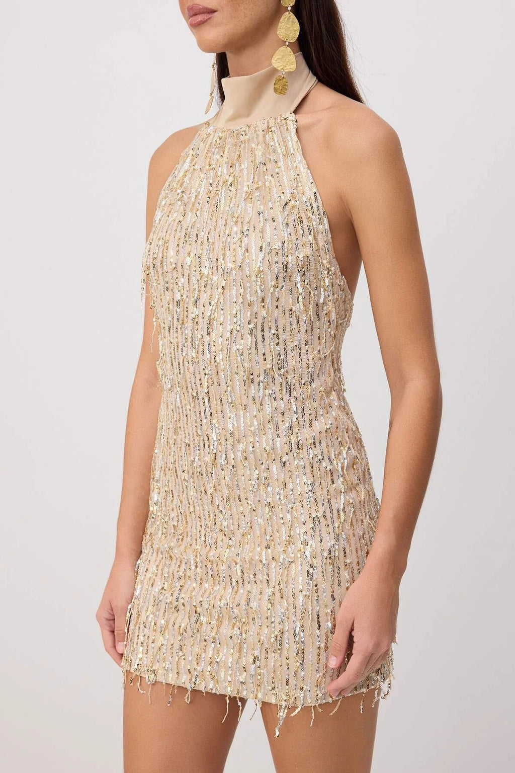 Sequin Halter Neck Bodycon Mini Dress