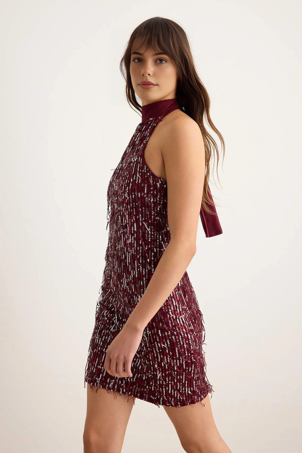 Sequin Halter Neck Bodycon Mini Dress