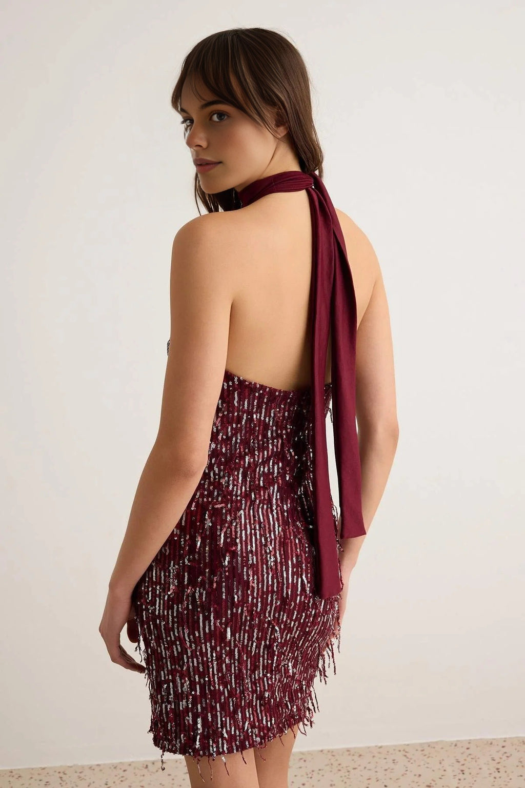 Sequin Halter Neck Bodycon Mini Dress