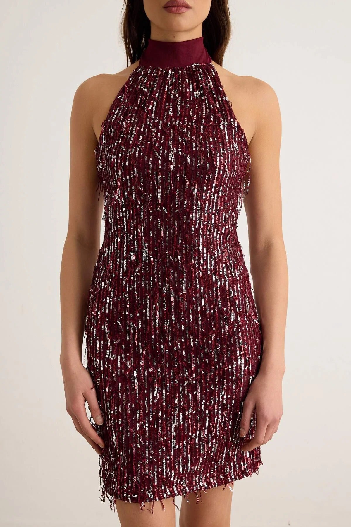 Sequin Halter Neck Bodycon Mini Dress