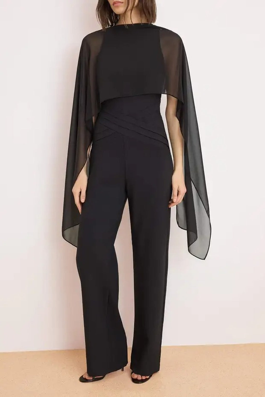 Scarf Detail Belted Wide Leg Jumpsuit