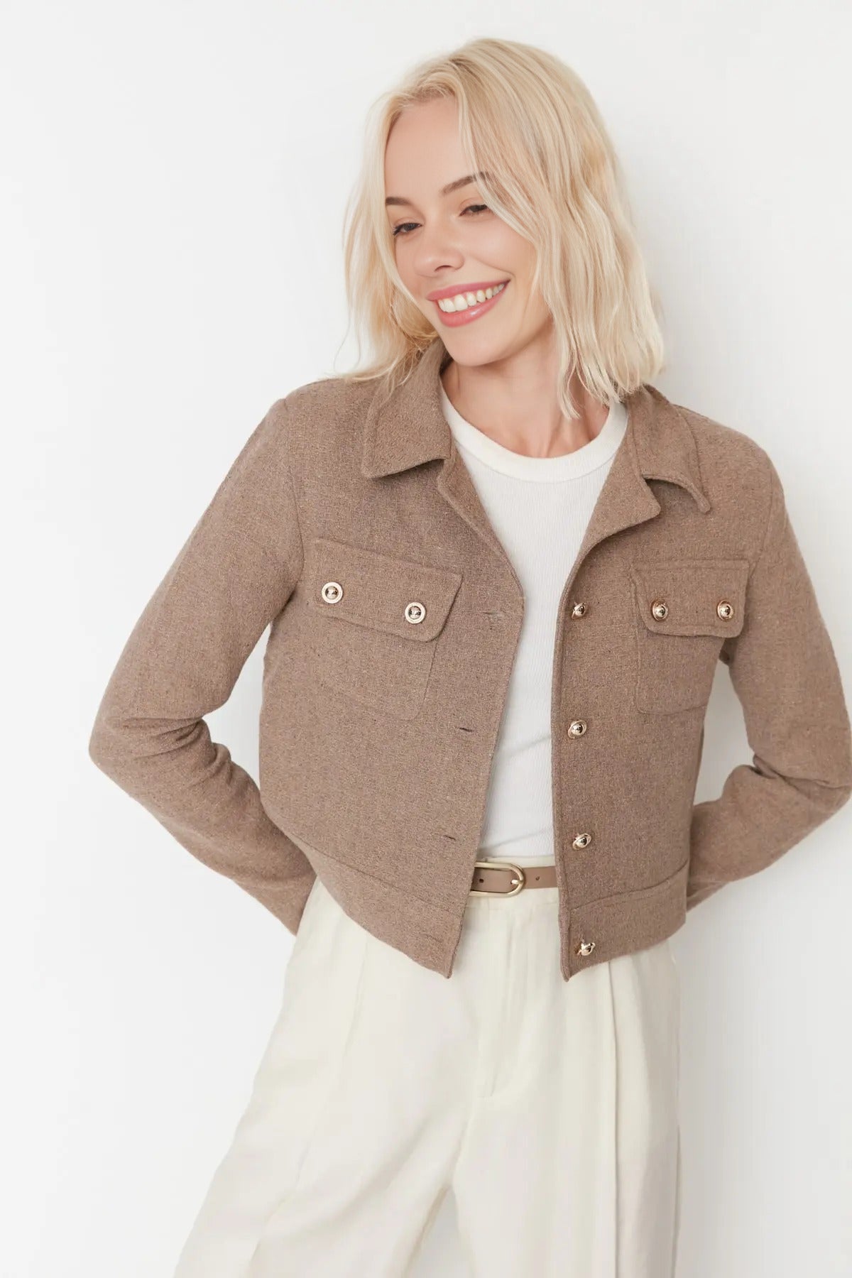 Crop Fitted Woven Jacket