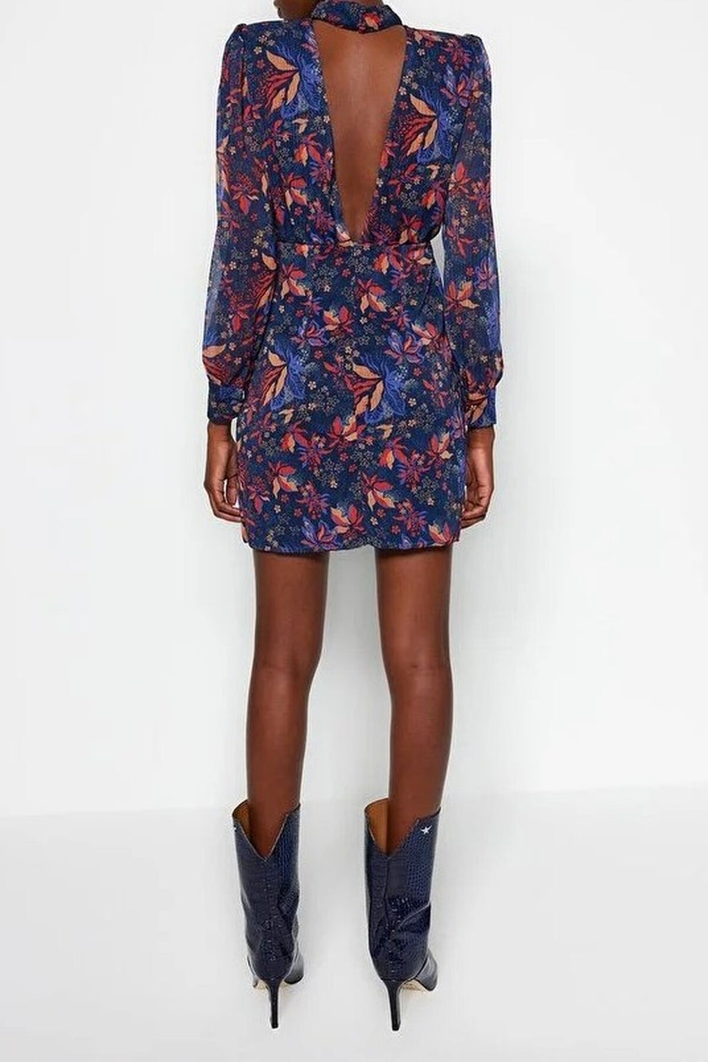 High-Neck Woven Dress