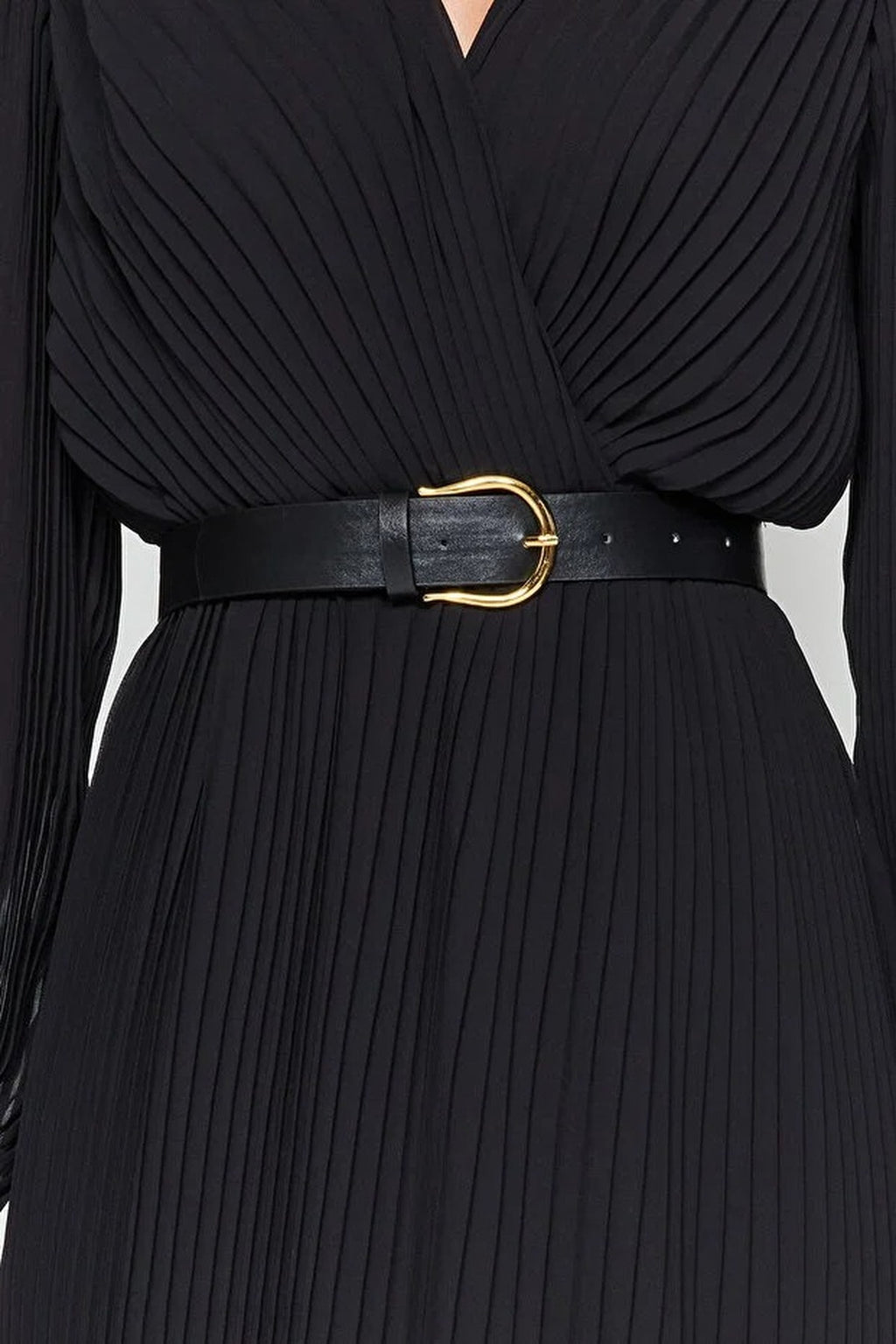 Belted A-Line Pleated Maxi Dress