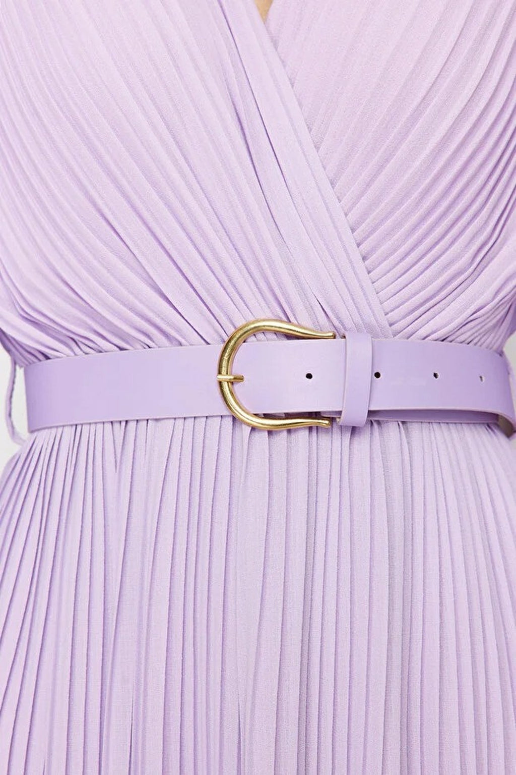 Belted A-Line Pleated Maxi Dress