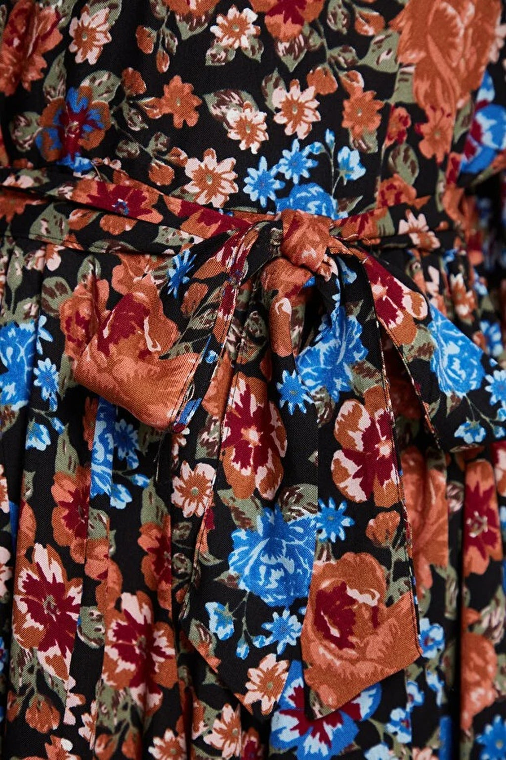 Belted Skirt Ruffled Boho Viscose Woven Dress