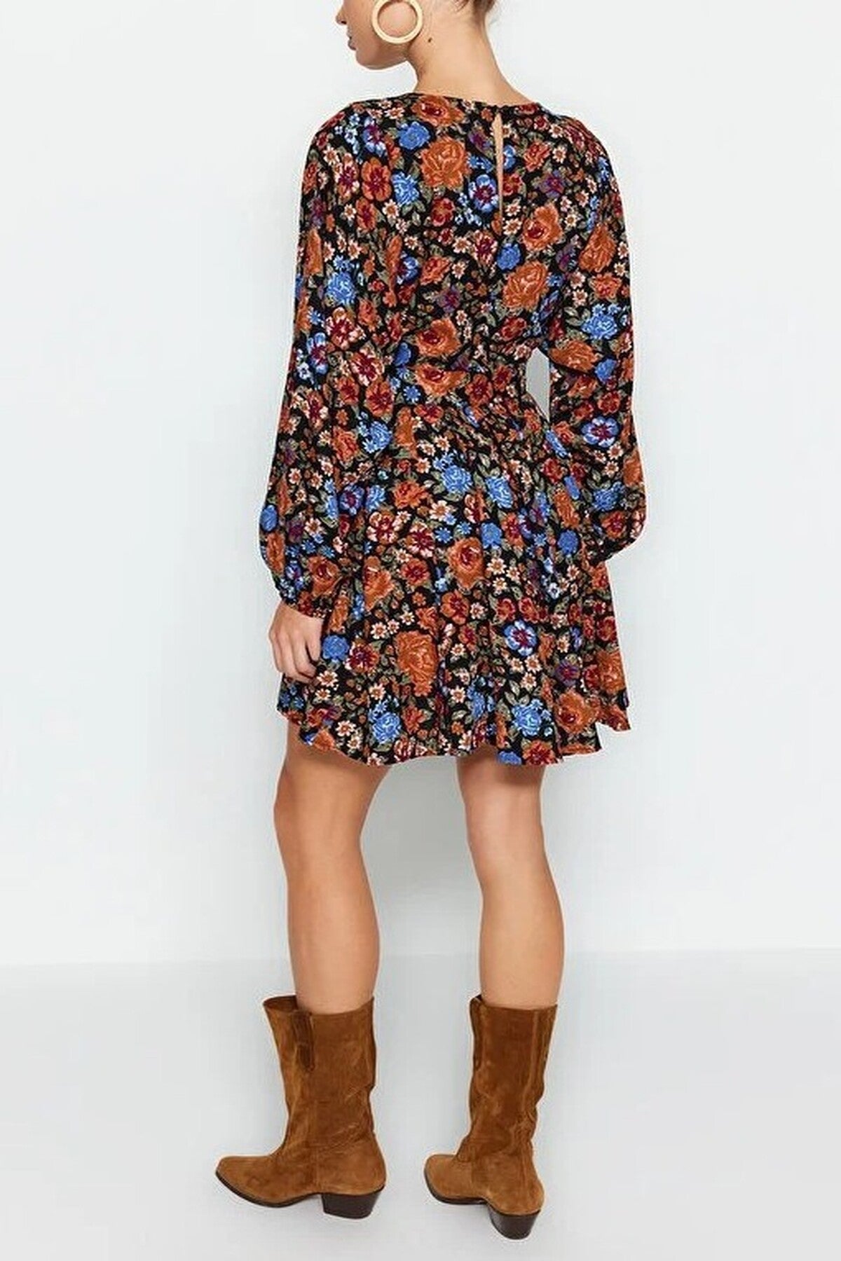 Belted Skirt Ruffled Boho Viscose Woven Dress