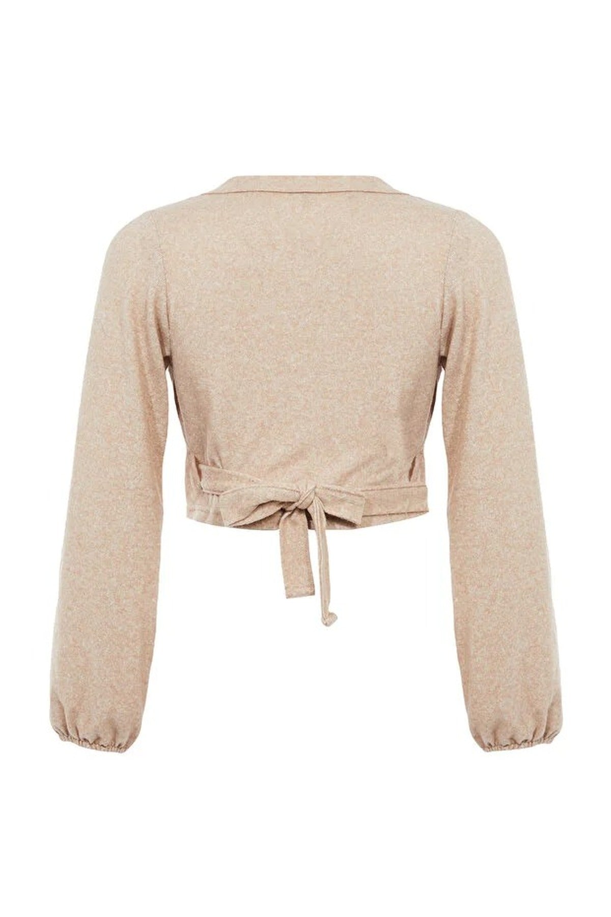 Soft Tie Detail Long Sleeve Knitted Blouse