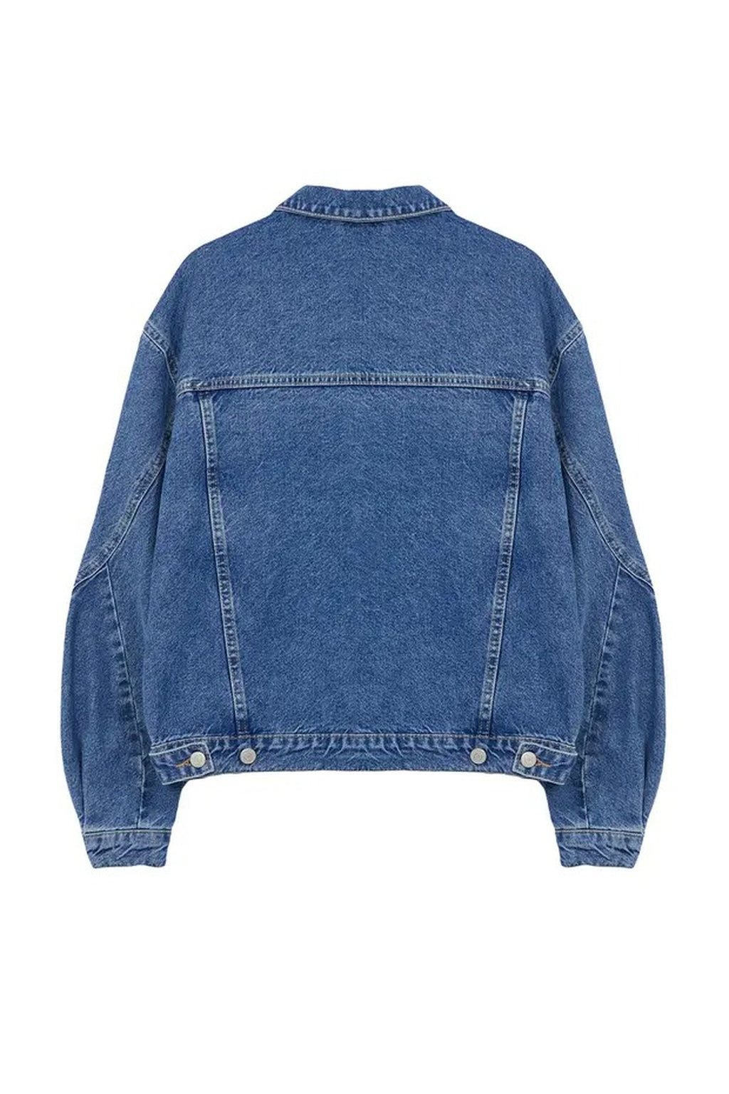Oversize Denim Jacket with Sleeve Stitching Detail