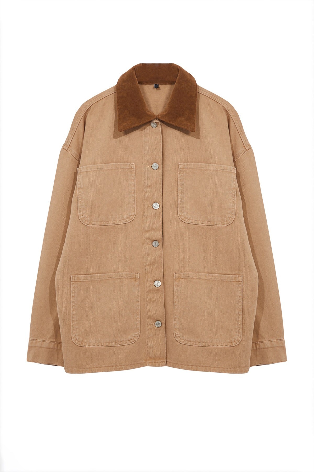 Suede Contrast Collar Denim Shirt Jacket