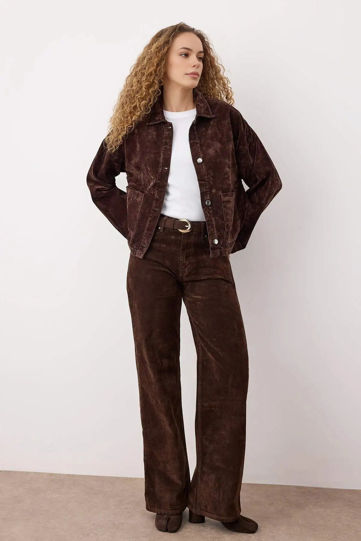 Suede-Look Denim Jacket