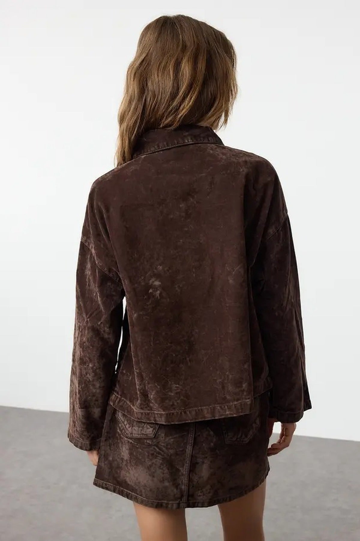 Suede-Look Denim Jacket