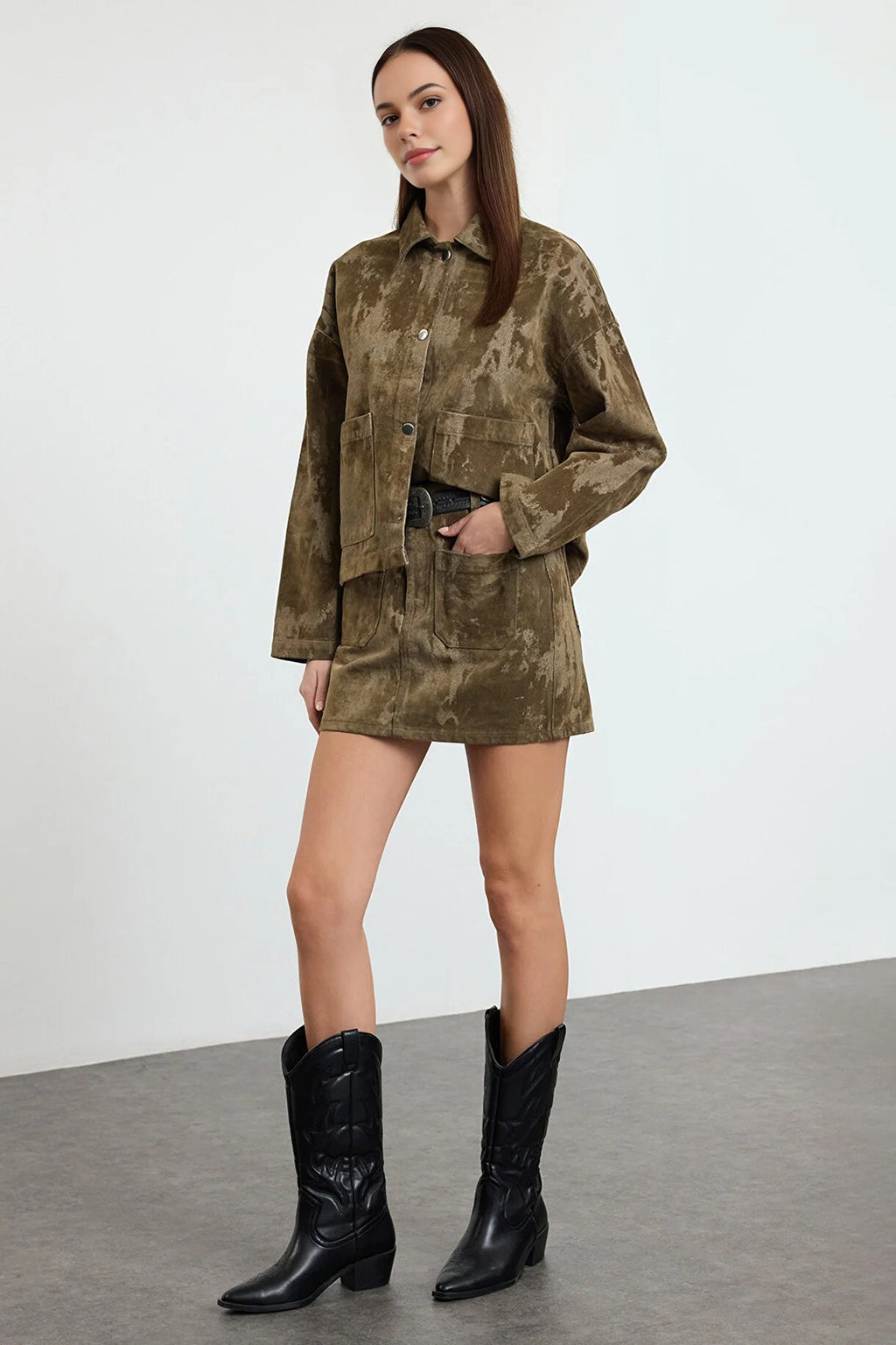 Suede-Look Denim Jacket