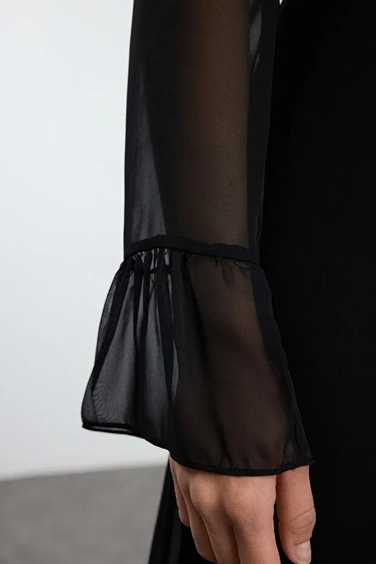 A-Line High Neck Midi Lined Chiffon Woven Dress