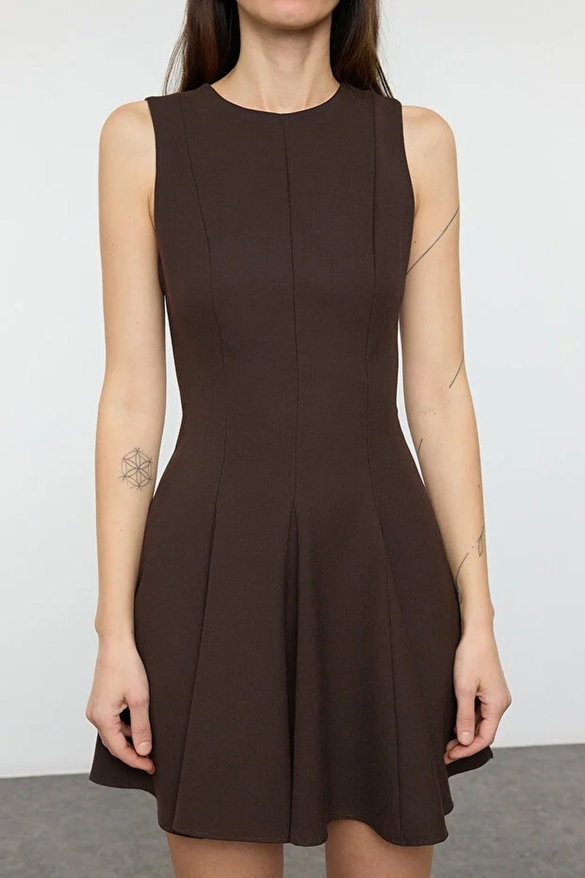 Crew Neck Mini Woven Dress
