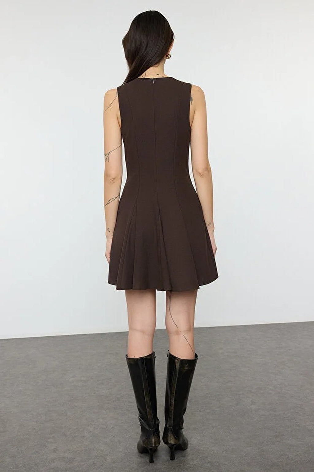 Crew Neck Mini Woven Dress