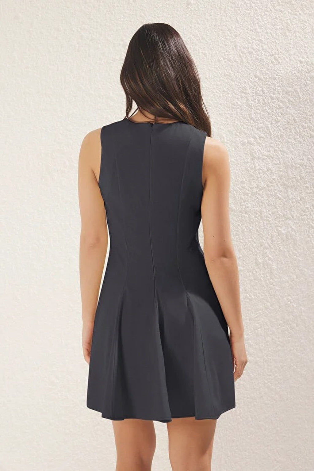 Crew Neck Mini Woven Dress