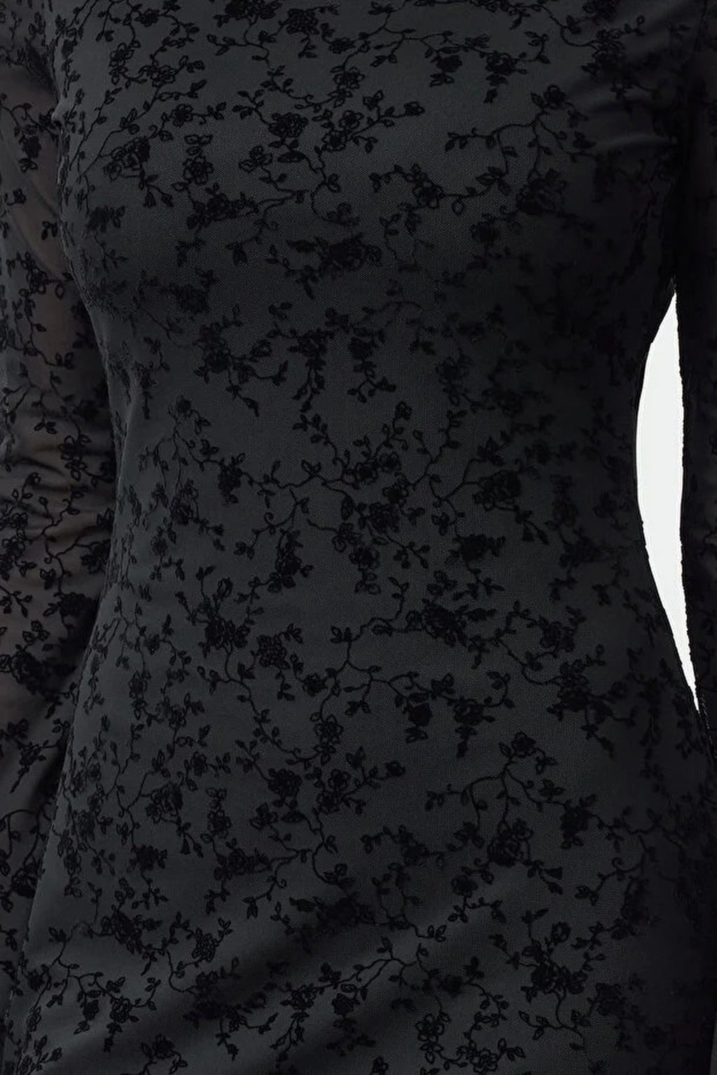 Flock Print Body-Fitting Mini Knitted Dress
