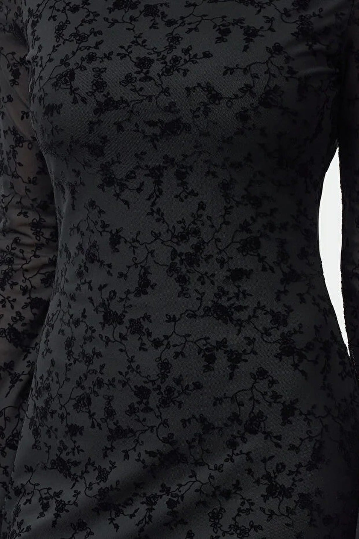 Flock Print Body-Fitting Mini Knitted Dress