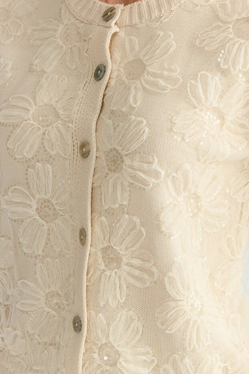 Tulle Floral Pattern Knitted Cardigan