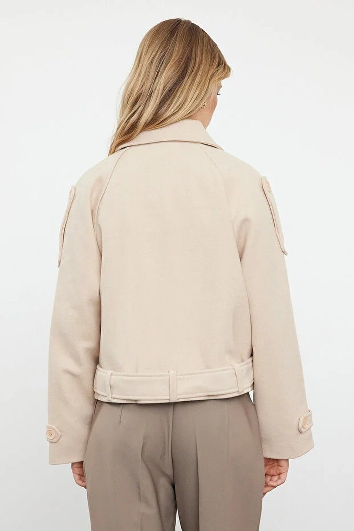 Soft Textured Seasonal Short Cashmere Jacket Coat