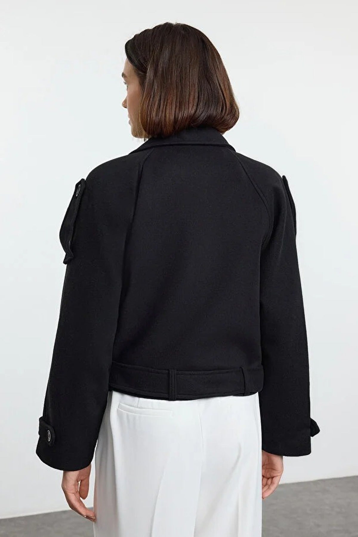 Soft Textured Seasonal Short Cashmere Jacket Coat