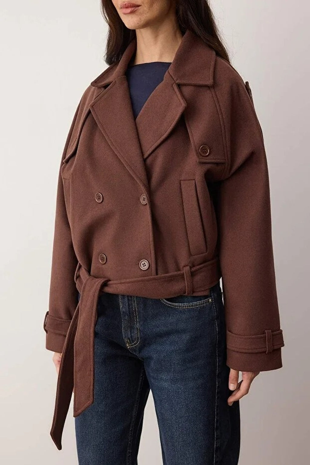 Soft Textured Seasonal Short Cashmere Jacket Coat