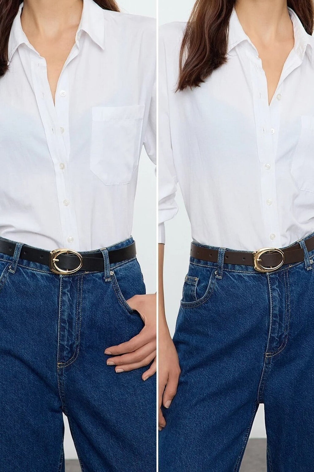 Double Pack Oval Buckle Women's Belt