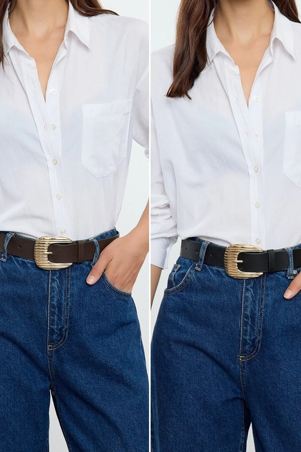 Double Pack Oval Buckle Women's Belt