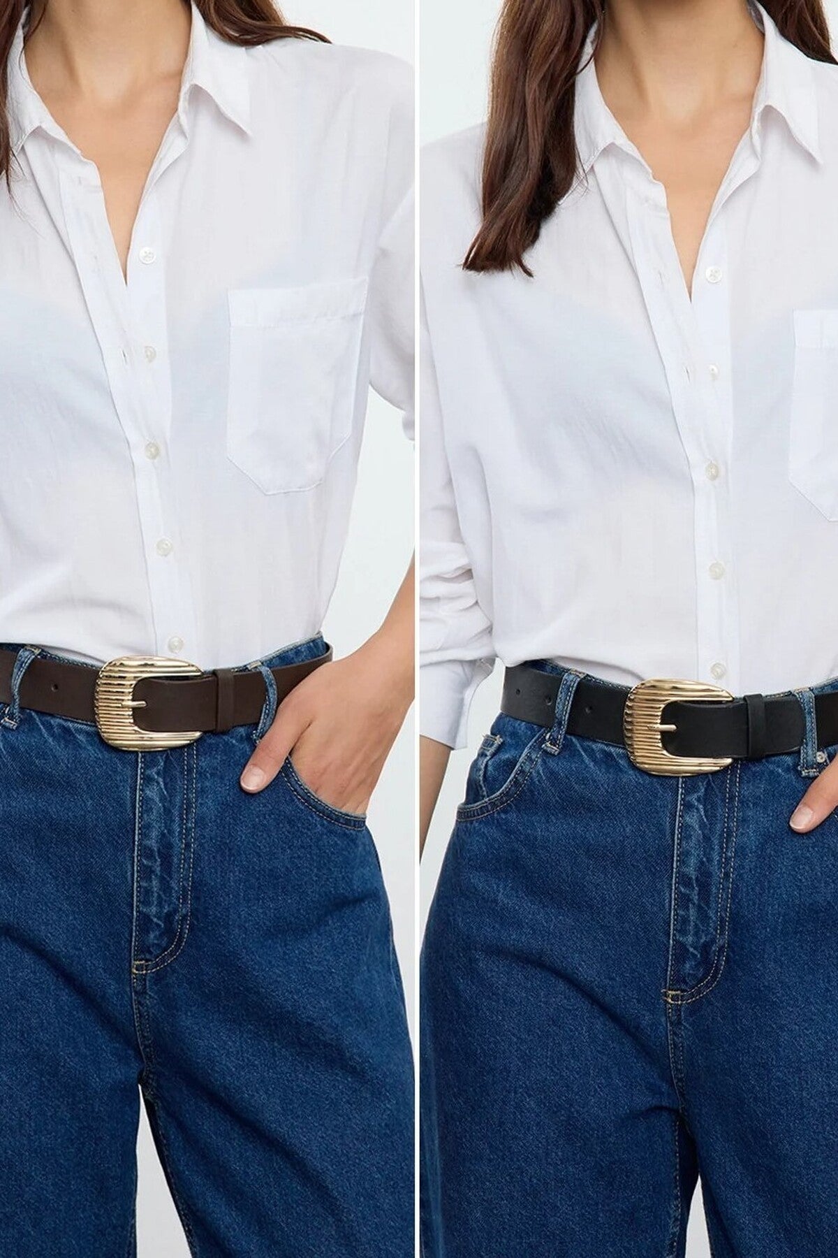 Double Pack Oval Buckle Women's Belt