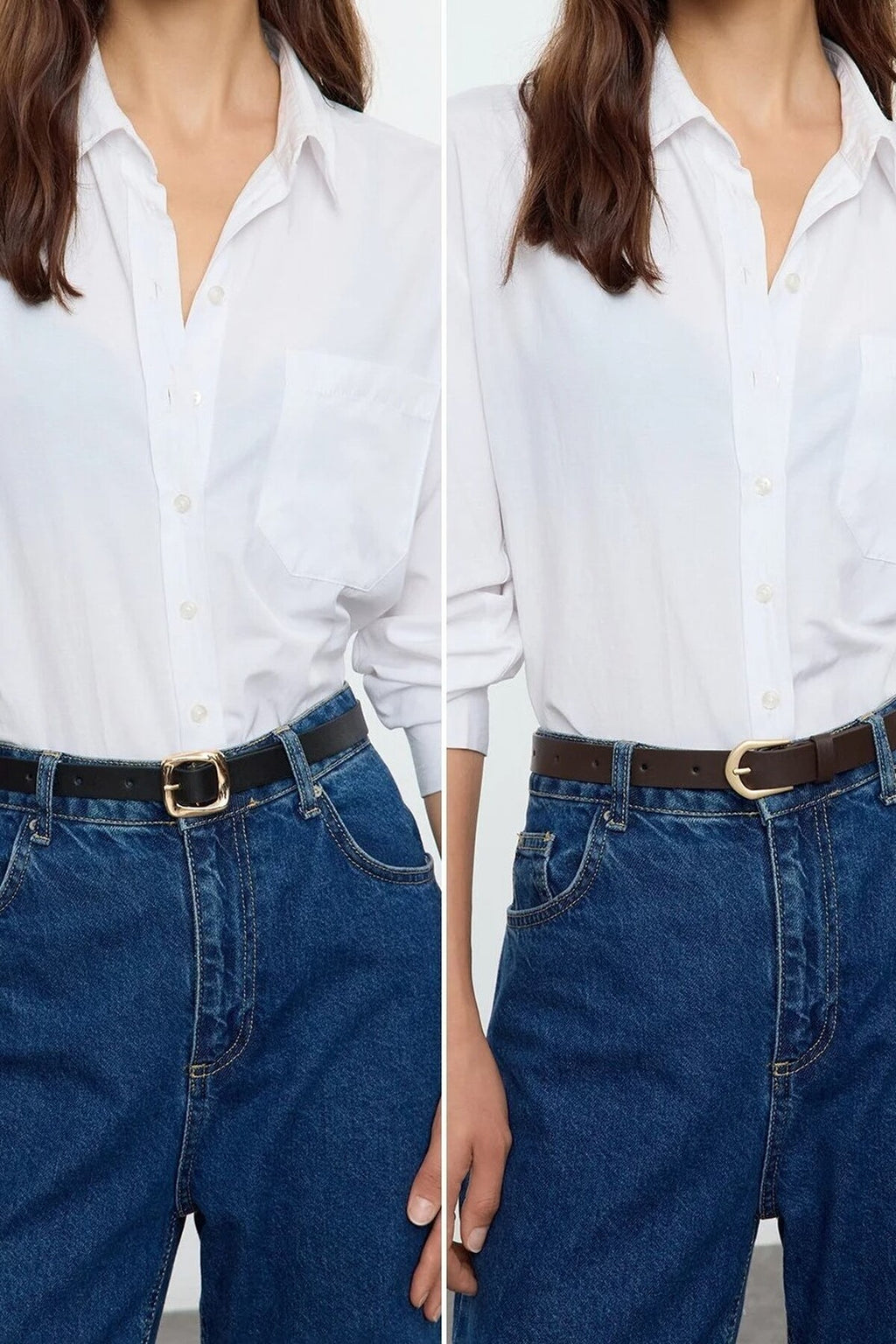 Double Pack Oval Buckle Women's Belt