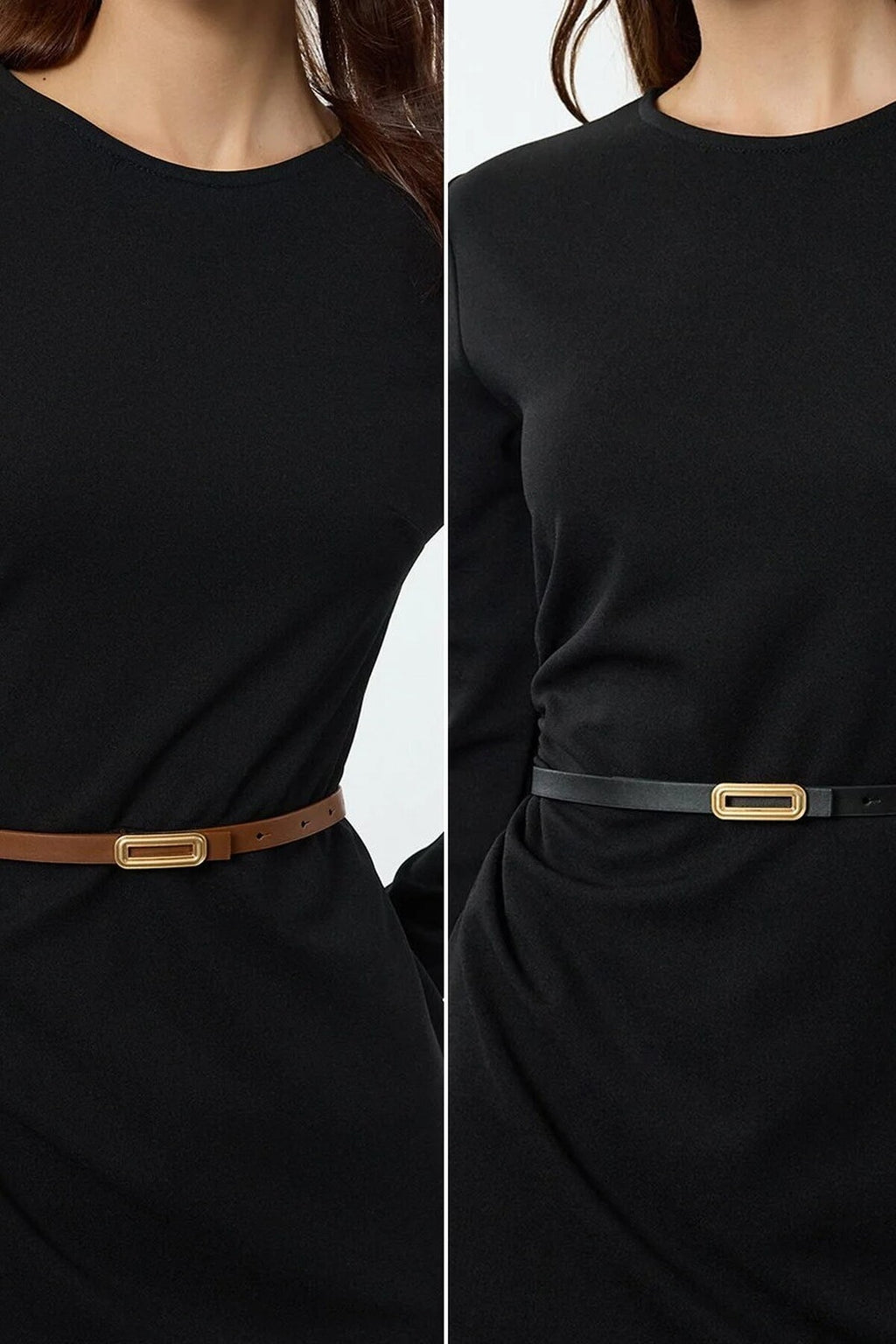Double Pack Rectangular Buckle Women's Belt