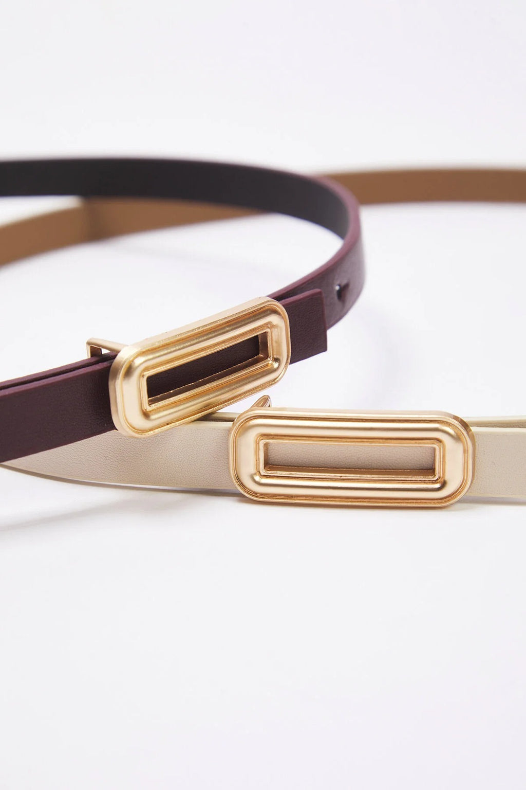 Double Pack Rectangular Buckle Women's Belt