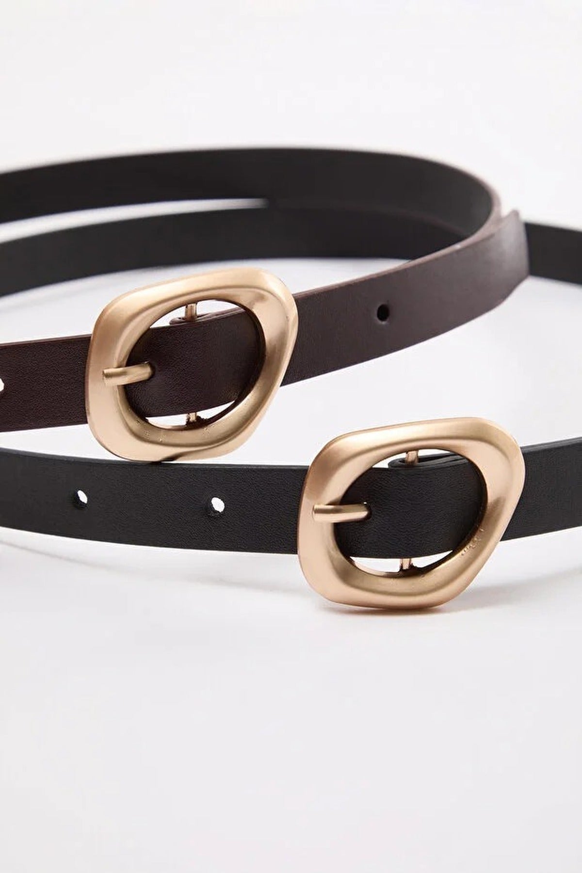 Double Pack Asymmetric Buckle Women's Belt