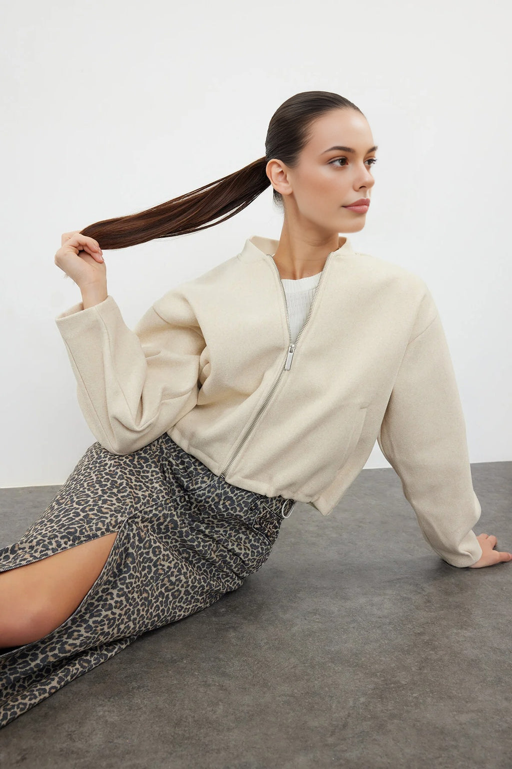 Cashmere Bomber Jacket Coat